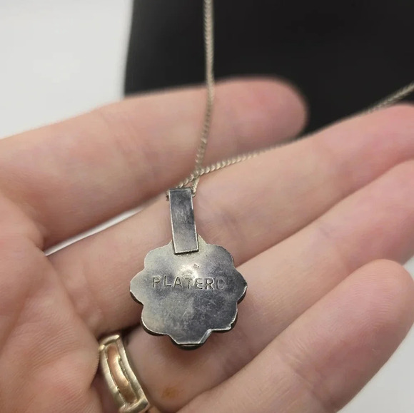 Vintage Platero Designer Native American Blue Turquoise Sterling Silver Necklace - Picture 6 of 8